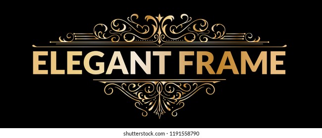 Vintage ornament frame. Retro elegant card design. Golden flourish place for your text. Custom antique banner vector illustration