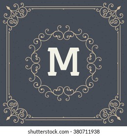 Vintage ornament  frame set vector template. Retro wedding invitations, advertising design and place for text. Flourishes frame.