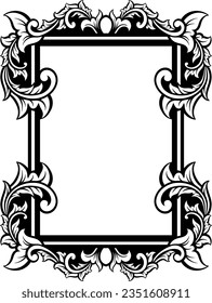 Vintage Ornament Frame For Wedding Illustration