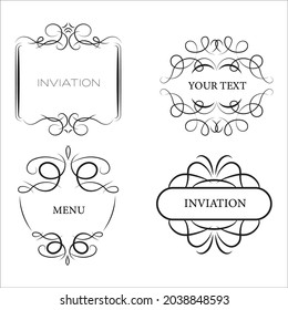 Vintage ornament frames set vector