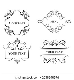 Vintage ornament frames set vector