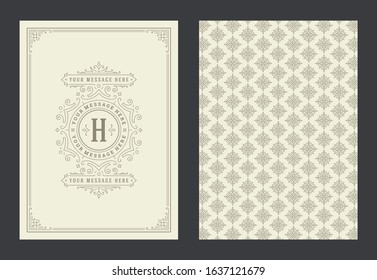 Vintage ornament greeting card calligraphic ornate swirls and vignettes frame design vector template. Good for wedding invitation or other design and place for text flourishes decorative lines.