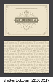 Vintage ornament greeting card calligraphic ornate swirls and vignettes frame design vector template. Good for wedding invitation or other design and place for text flourishes decorative lines.