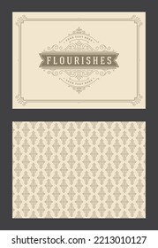 Vintage ornament greeting card calligraphic ornate swirls and vignettes frame design vector template. Good for wedding invitation or other design and place for text flourishes decorative lines.