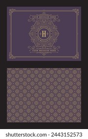 Vintage ornament greeting card calligraphic ornate swirls and vignettes frame design vector template