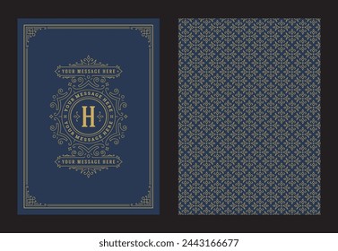 Tarjeta de felicitación de adorno vintage con espirales ornamentales caligráficos y viñetas plantilla de vector de diseño de marco. Bueno para invitación de boda u otro diseño y lugar para el texto florece líneas decorativas.