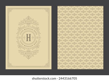 Vintage ornament greeting card calligraphic ornate swirls and vignettes frame design vector template. Good for wedding invitation or other design and place for text flourishes decorative lines.