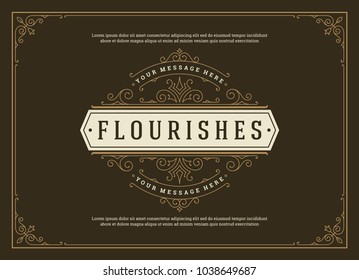Vintage ornament greeting card vector template. Retro wedding invitation, advertising or other design and place for text. Flourishes ornamental frame.