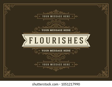 Vintage ornament greeting card vector template. Retro wedding invitation, advertising or other design and place for text. Flourishes ornamental frame.