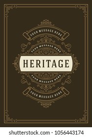 Vintage ornament greeting card vector template. Retro wedding invitation, advertising or other design and place for text. Flourishes ornamental frame.