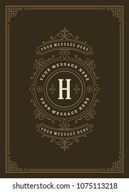 Vintage ornament greeting card vector template. Retro wedding invitation, advertising or other design and place for text. Flourishes ornamental frame.