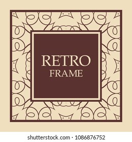 Vintage ornament greeting card vector template. Retro wedding invitations, advertising or other design and place for text. Flourishes frame.