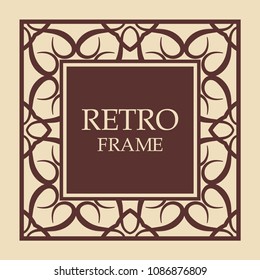 Vintage ornament greeting card vector template. Retro wedding invitations, advertising or other design and place for text. Flourishes frame.