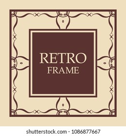 Vintage ornament greeting card vector template. Retro wedding invitations, advertising or other design and place for text. Flourishes frame.