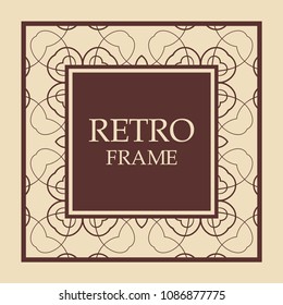 Vintage ornament greeting card vector template. Retro wedding invitations, advertising or other design and place for text. Flourishes frame.