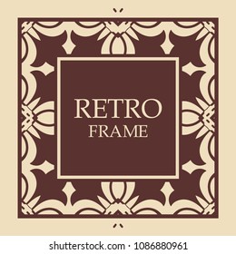 Vintage ornament greeting card vector template. Retro wedding invitations, advertising or other design and place for text. Flourishes frame.