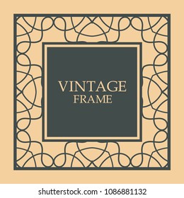 Vintage ornament greeting card vector template. Retro wedding invitations, advertising or other design and place for text. Flourishes frame.