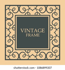 Vintage ornament greeting card vector template. Retro wedding invitations, advertising or other design and place for text. Flourishes frame.