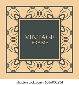 Vintage ornament greeting card vector template. Retro wedding invitations, advertising or other design and place for text. Flourishes frame.