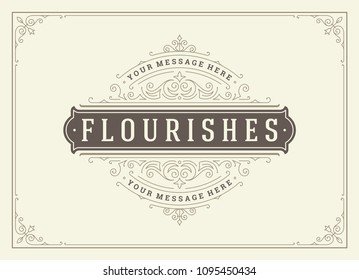 Vintage ornament greeting card vector template. Good for retro invitation, advertising or other design and place for text. Flourishes ornamental frame.