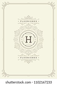 Vintage ornament greeting card vector template. Good for retro invitation, advertising or other design and place for text. Flourishes ornamental frame.