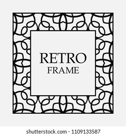 Vintage ornament greeting card vector template with place for text. Flourishes frame.