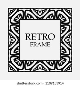 Vintage ornament greeting card vector template with place for text. Flourishes frame.