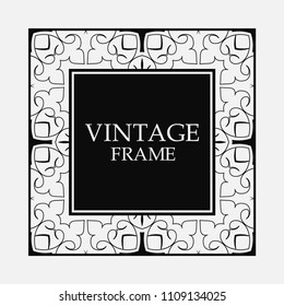 Vintage ornament greeting card vector template with place for text. Flourishes frame.