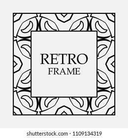 Vintage ornament greeting card vector template with place for text. Flourishes frame.