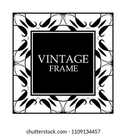 Vintage ornament greeting card vector template with place for text. Flourishes frame.