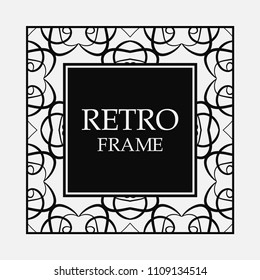 Vintage ornament greeting card vector template with place for text. Flourishes frame.