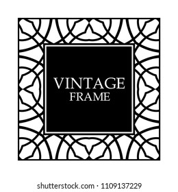 Vintage ornament greeting card vector template with place for text. Flourishes frame.