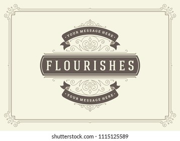 Vintage ornament greeting card vector template. Good for retro invitation, advertising or other design and place for text. Flourishes ornamental frame.