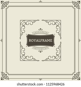 Vintage Ornament Greeting Card Vector Template. Retro Luxury Invitation, Royal Certificate. Flourishes frame. Vintage Background, Vintage Frame, Vintage Ornament, Ornaments Vector, Ornamental Frame