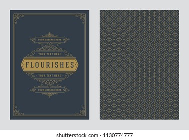 Vintage ornament greeting card vector template. Good for retro invitation, advertising or other design and place for text. Flourishes ornamental frame and pattern background.