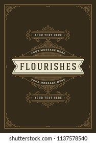 Vintage ornament greeting card vector template. Good for retro invitation, advertising or other design and place for text. Flourishes ornamental frame.