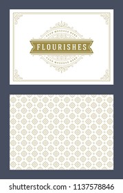 Vintage ornament greeting card vector template. Good for retro invitation, advertising or other design and place for text. Flourishes ornamental frame and pattern background.