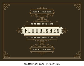 Vintage ornament greeting card vector template. Good for retro invitation, advertising or other design and place for text. Flourishes ornamental frame.