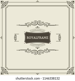 Vintage Ornament Greeting Card Vector Template. Retro Luxury Invitation, Royal Certificate. Flourishes frame. Vintage Background, Vintage Frame, Vintage Ornament, Ornaments Vector, Ornamental Frame