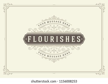 Vintage ornament greeting card vector template. Good for retro invitation, advertising or other design and place for text. Flourishes ornamental frame.