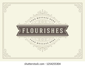 Vintage ornament greeting card vector template. Good for retro invitation, advertising or other design and place for text. Flourishes ornamental frame.