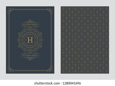 Vintage ornament greeting card vector template. Good for retro invitation, advertising or other design and place for text. Flourishes ornamental frame and pattern background.