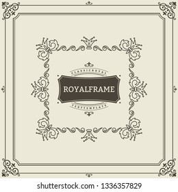 Vintage Ornament Greeting Card Vector Template. Retro Luxury Invitation, Royal Certificate. Flourishes frame. Vintage ornament, Ornamental Frame.