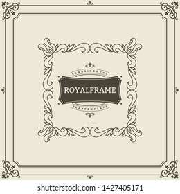 Vintage Ornament Greeting Card Vector Template. Retro Luxury Invitation, Royal Certificate. Flourishes frame. Vintage ornament, Ornamental Frame.
