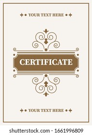 Vintage Ornament Greeting Card Vector Template. Retro Luxury Invitation, Royal Certificate.
