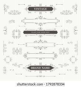 Vintage ornament greeting card vector template. Retro wedding invitations, advertising or other design and place for text. Flourishes frame.