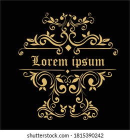 Vintage ornament greeting card vector template. Retro wedding invitations, advertising or other design and place for text. Flourishes frame.