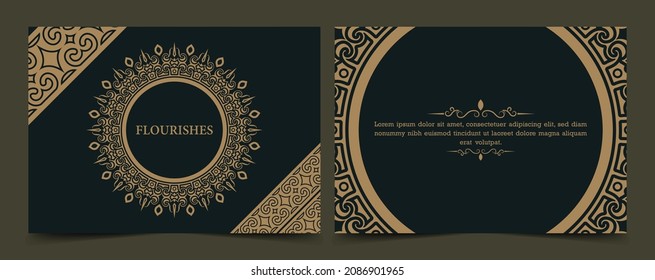 Vintage ornament greeting card vector template
