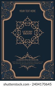 Vintage ornament greeting card vector template. Retro wedding invitation, advertising or other design and place for text. Flourishes ornamental frame and pattern background.