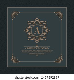 Vintage ornament greeting card vector template